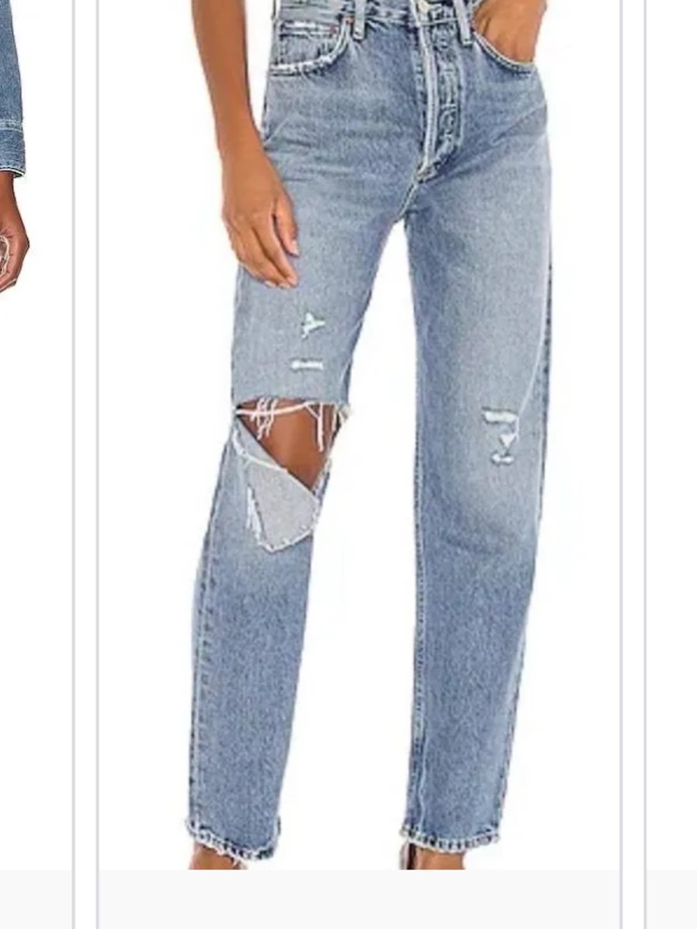 Agolde Distressed Light Blue Straight-Leg Jeans